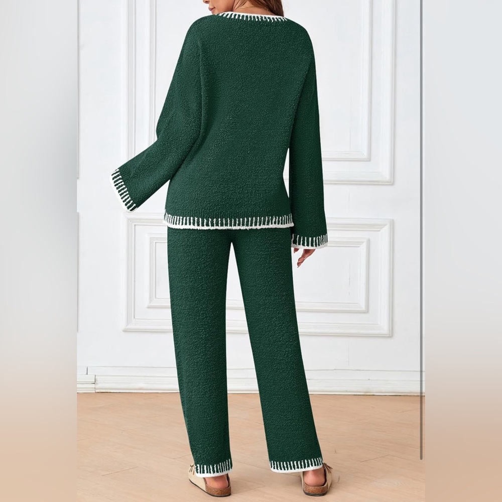 MEROKEETY 2 Piece Outfits Fuzzy Fleece Long Sleeve Tops and Pants PjsSets - Picture 2 of 4